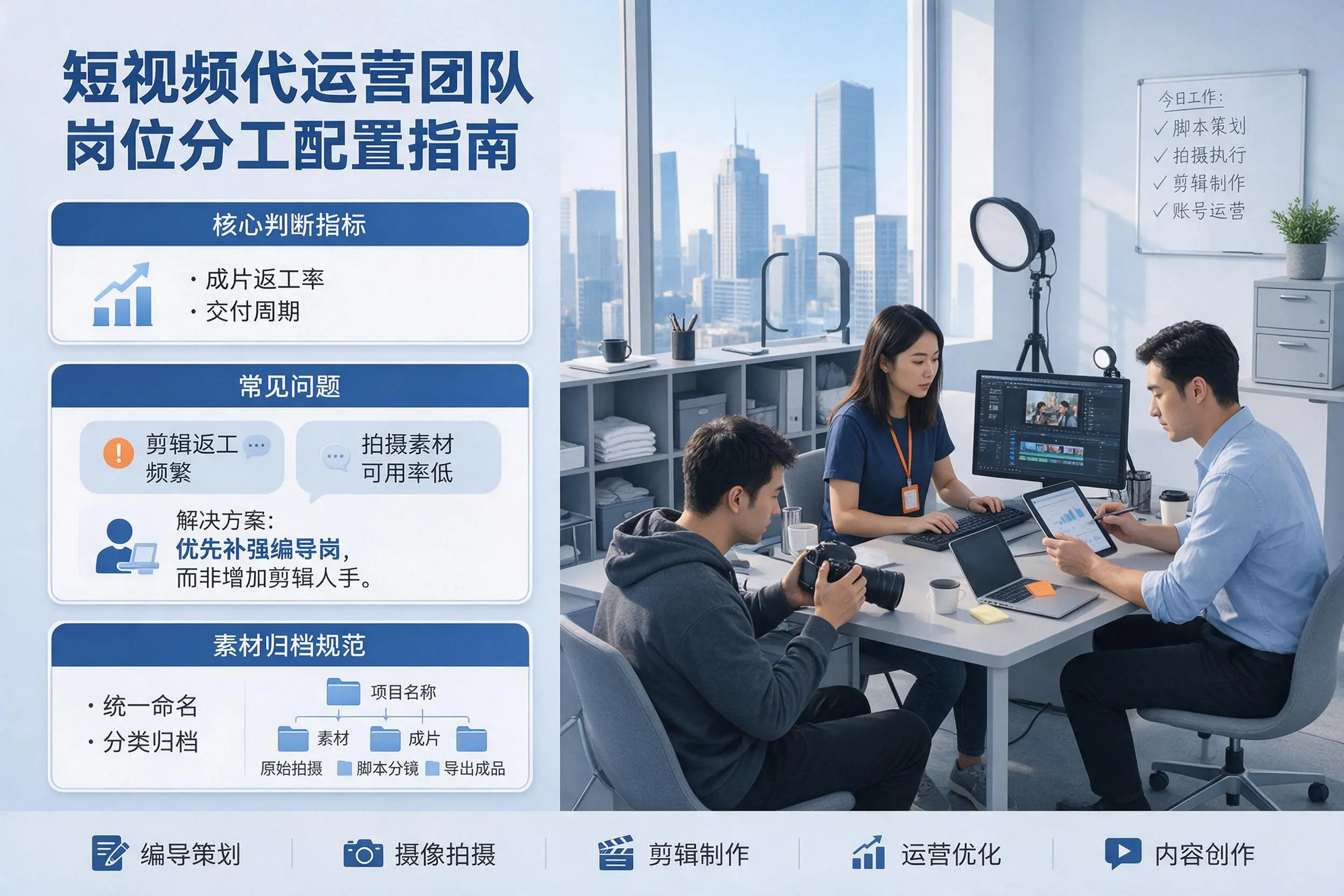 短视频代运营团队如何配置?保定企业岗位分工科普说明