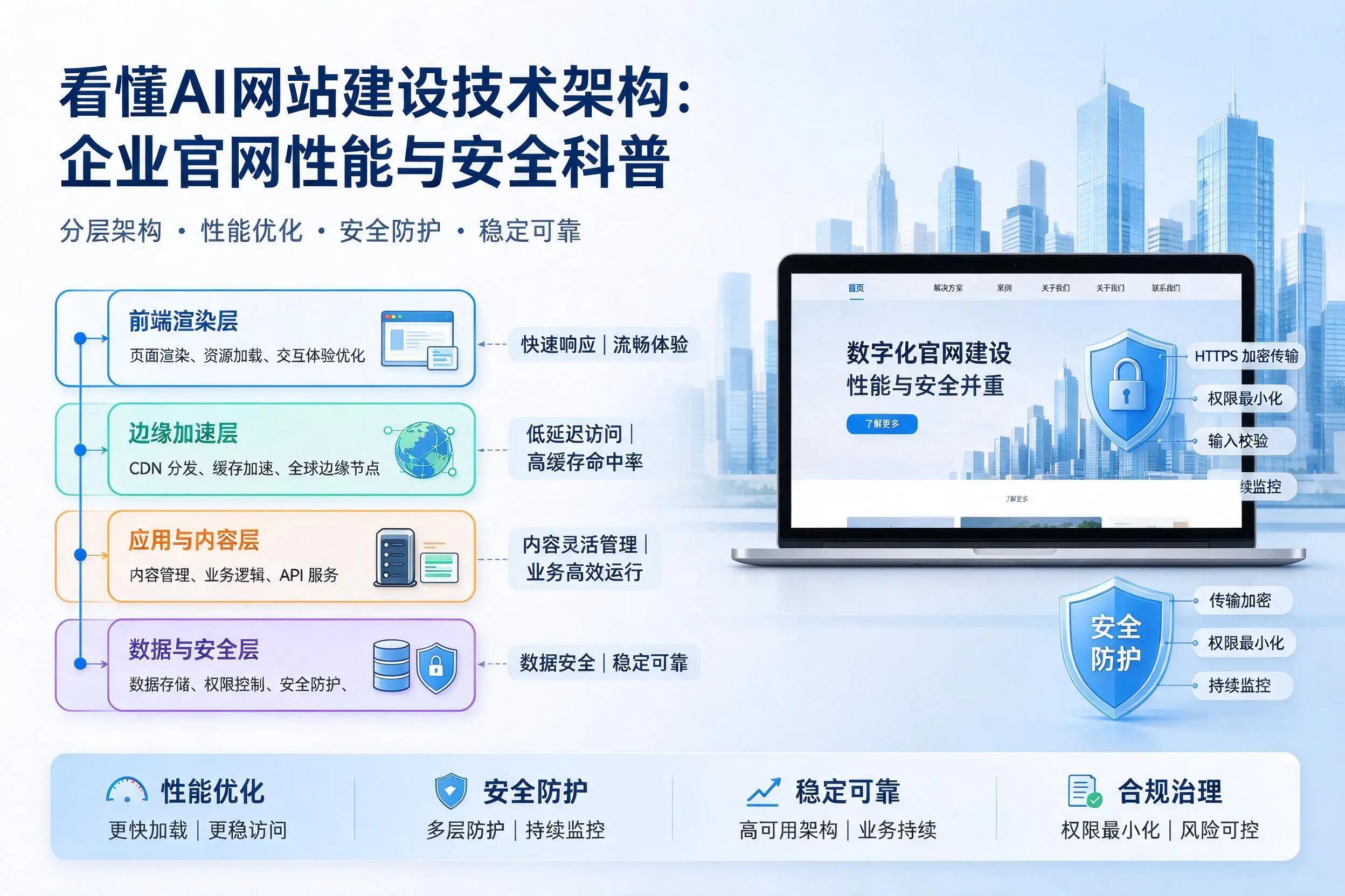 看懂AI网站建设技术架构：保定企业官网性能与安全科普