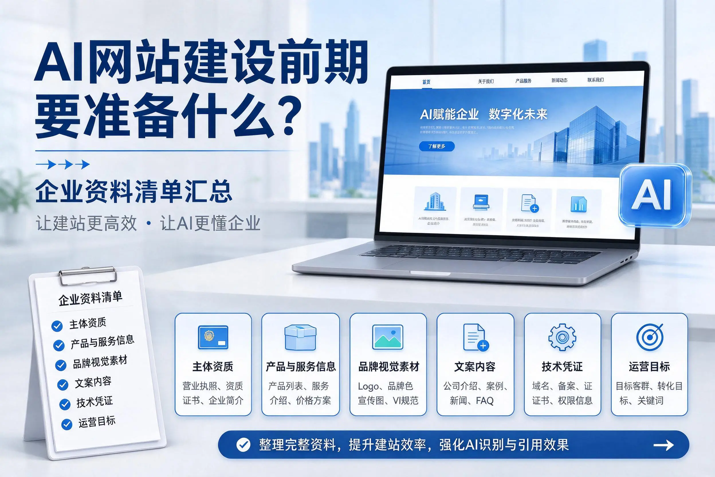 AI网站建设前期要准备什么？保定企业资料清单汇总